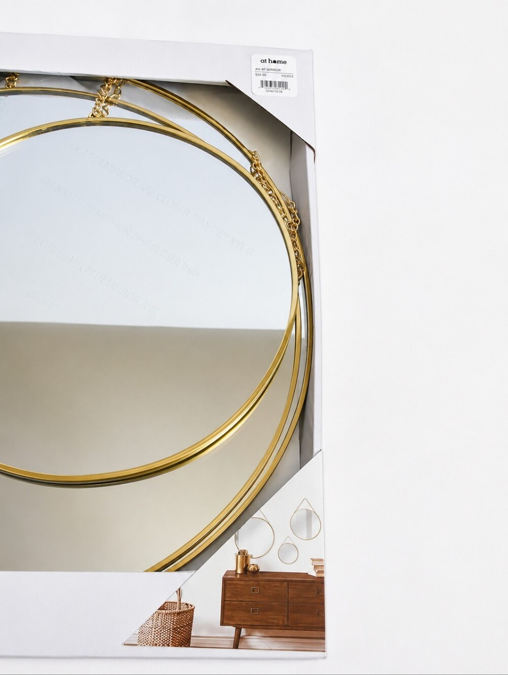 NWT At Home Geometric Gold Round Hanging Mirror Set of 3 Wall Accent Mirrors - Picture 3 of 7